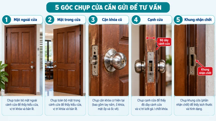 5 góc cần chụp để tư vấn thay khoá thông minh mới