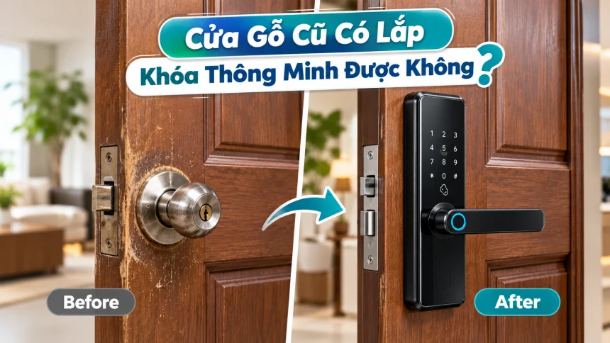 Cửa gỗ cũ có lắp khoá thông minh được không?