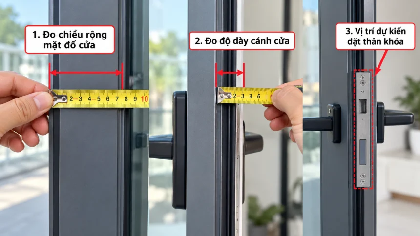 Hướng dẫn cách kiểm tra vị trí lắp khoá thông minh cửa nhôm đố hẹp