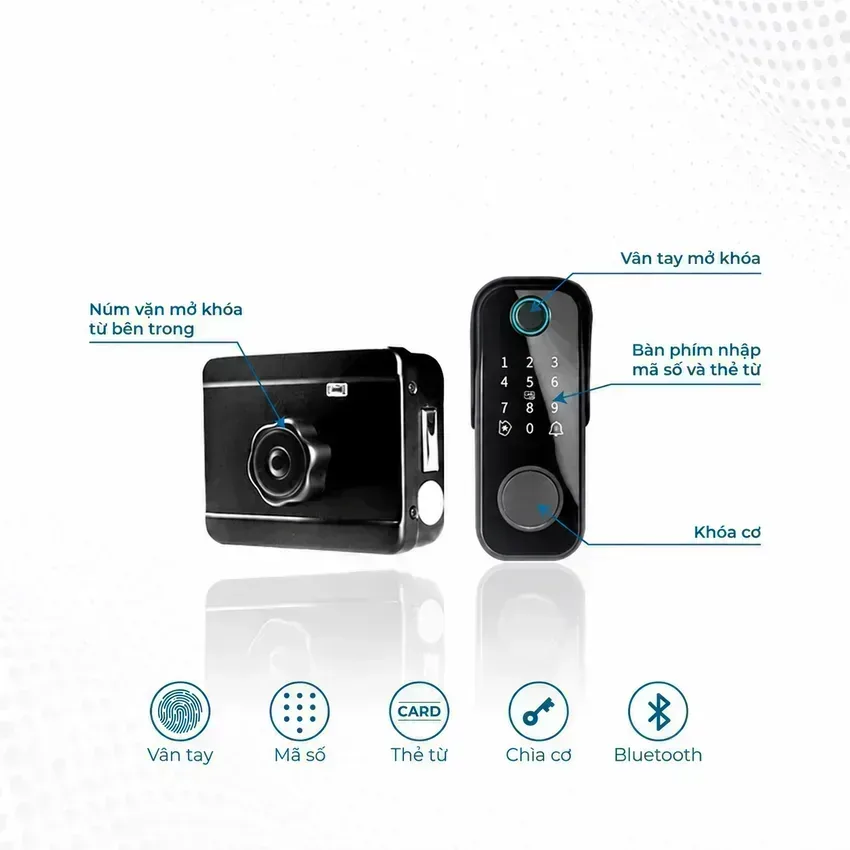 Cấu tạo và cách sử dụng khóa cửa cổng Kitos KT-DL03 Pro Cấu tạo khóa cửa cổng vân tay Kitos KT-DL03 Pro