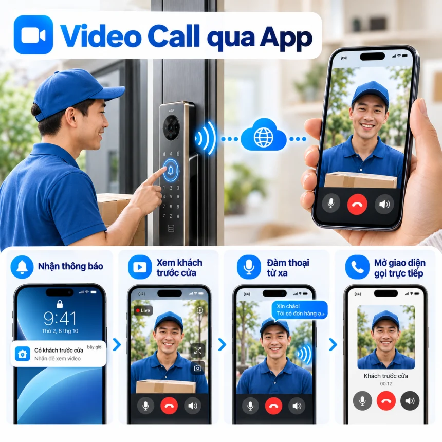 Khoá thông minh có tính năng đàm thoại qua app điện thoại
