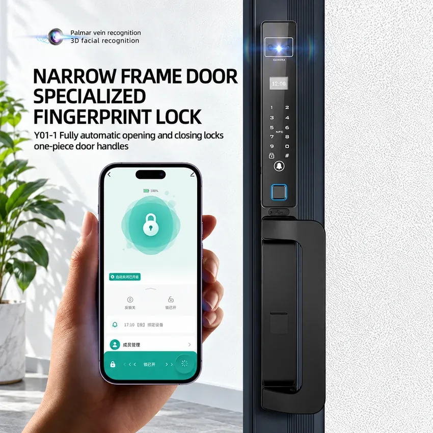 Khoá thông minh cửa nhôm Lizman Y01 Face ID kháng nước IP65