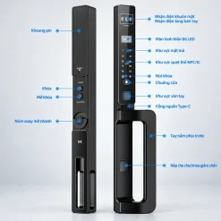 Khoá thông minh cửa nhôm Lizman Y01 Face ID kháng nước IP65
