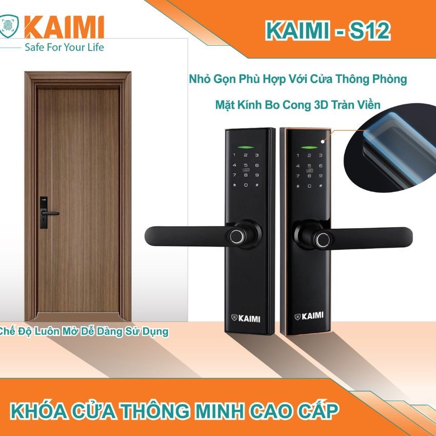 Chi tiết hoàn thiện khóa cửa thông minh Kaimi S12