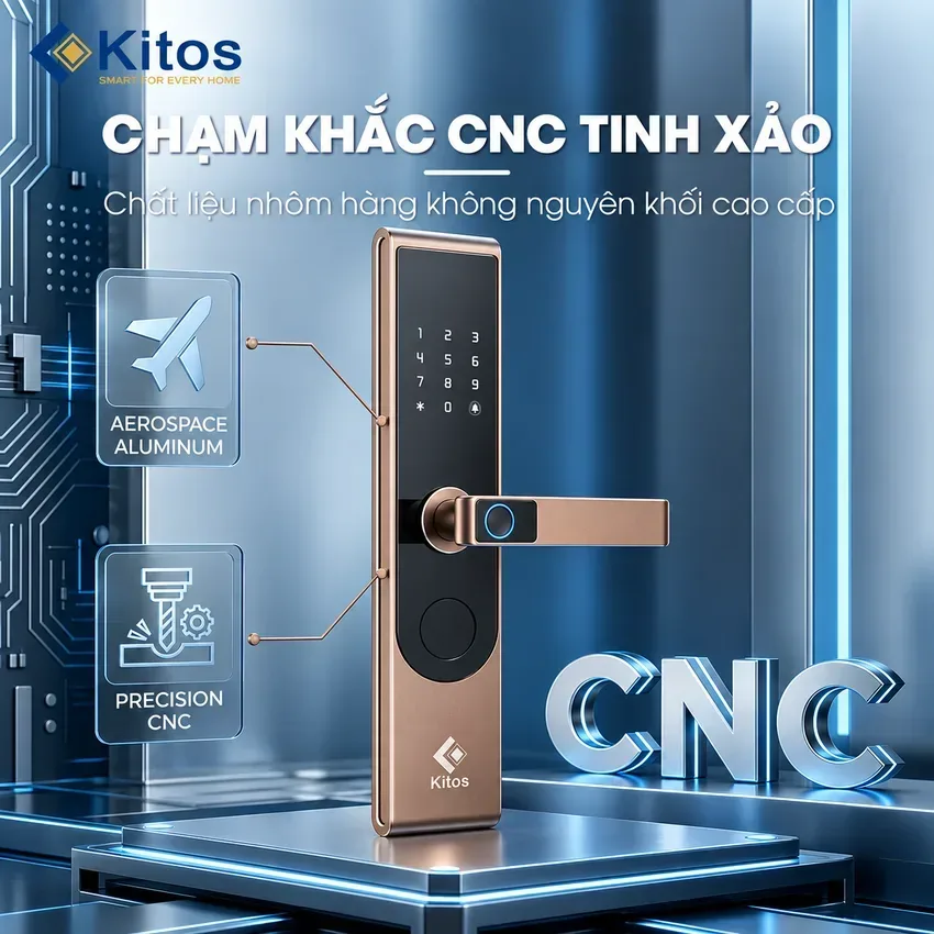 Khóa thông minh Kitos KT S3 CNC chất liệu CNC cao cấp Khóa thông minh Kitos KT S3 CNC chất liệu CNC cao cấp