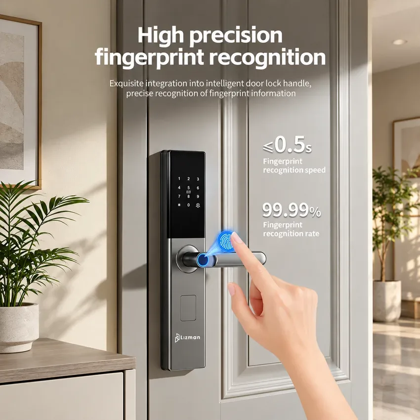 Khóa vân tay Lizman Z21 bảo mật cao Hình ảnh mở khoá bằng vân tay trên khóa thông minh Lizman Z21