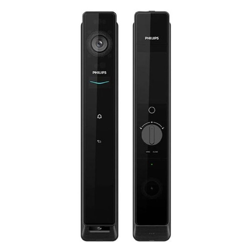 Giao diện hai mặt khóa Philips DDL902 cho thấy rõ thiết kế sản phẩm Khóa thông minh Philips DDL902 mặt trước và sau, mẫu đơn giản, hiện đại