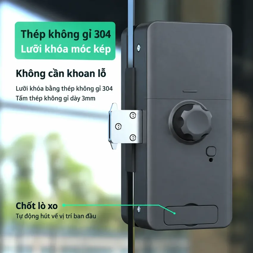 Lắp đặt không cần khoan phá, bảo toàn kính Lắp đặt khoá vân tay Lizman G9 không khoan lỗ, tiện lợi