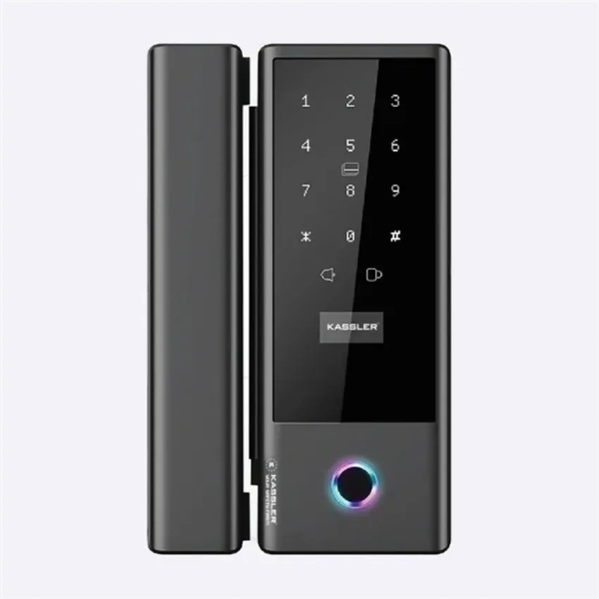 Hình ảnh thực tế khóa vân tay cửa kính Kassler KL569 Khóa KL569 thiết kế sang trọng, lắp đặt cửa kính