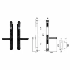 Khoá vân tay cửa nhôm hai mặt Lizman LM-T20 kháng nước IP68