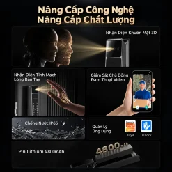 Khóa vân tay cửa nhôm Lizman D30 Face ID nhận diện tĩnh mạch bàn tay
