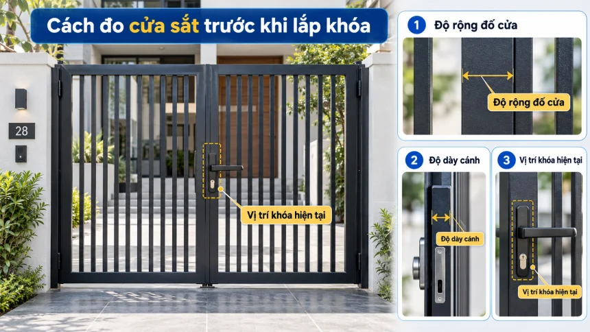 Cách đo cửa sắt trước khi lắp khoá