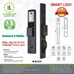 Khóa vân tay Kassler KL988-CNC màu đen có Face ID, chuông hình