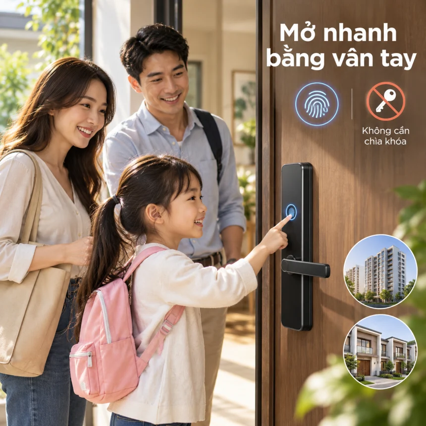 Khoá vân tay phù hợp cho người không muốn mang chìa khoá, và cách mở cửa quen thuộc