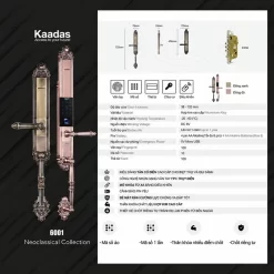 Khóa vân tay tân cổ điển Kaadas 6001