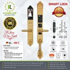 Khóa vân tay tân cổ điển Kassler KL 989 đúc đồng nguyên khối Face ID