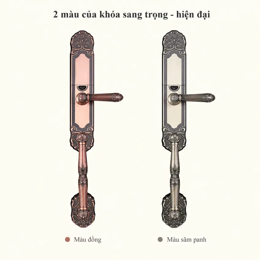 Khóa Kitos KT C500 màu sắc sang trọng Hai phiên bản màu đồng đỏ và đồng xanh của Kitos KT C500