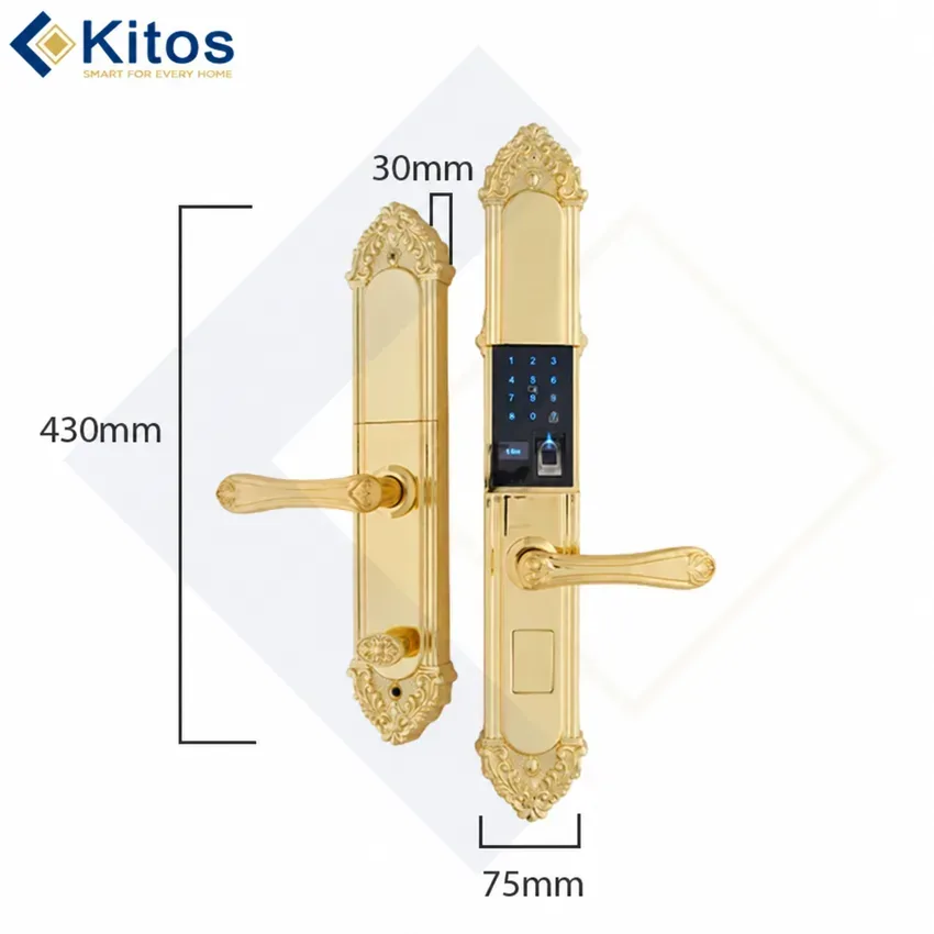 Kích thước khóa vân tay tân cổ điển Kitos KT C810 Kích thước chi tiết khóa vân tay tân cổ điển Kitos KT C810